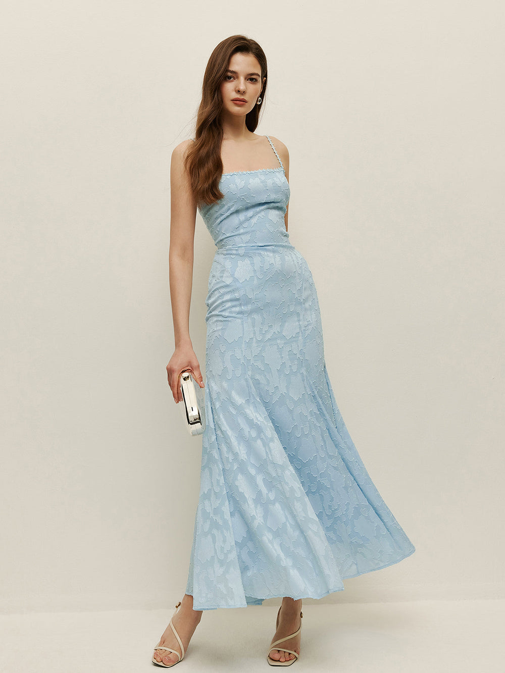 Robe Longue en Dentelle à Lacets au Dos