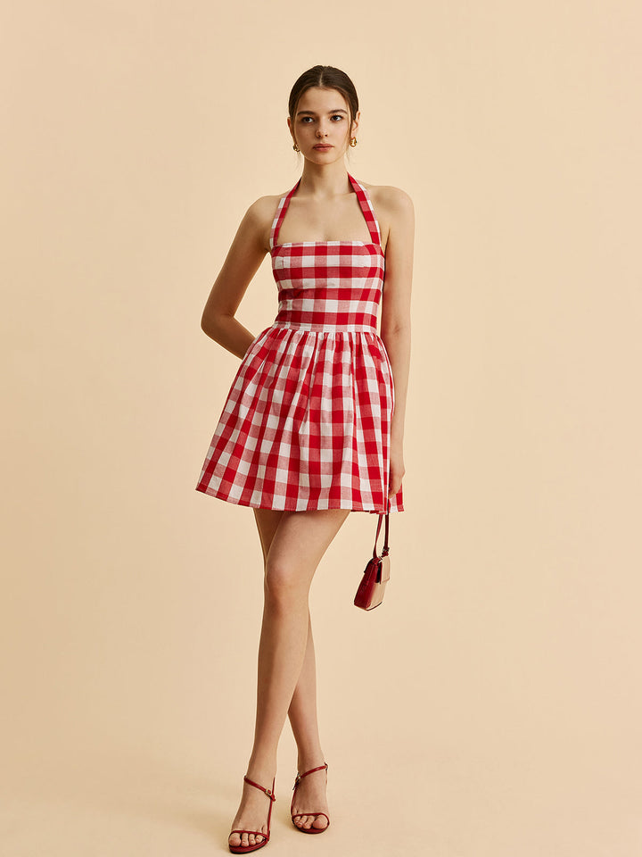 Robe Patineuse à Bretelles Plissée