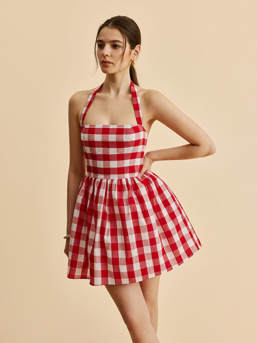 Robe Patineuse à Bretelles Plissée