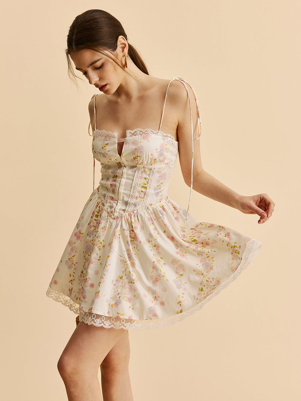 Robe Corset Florale à Bretelles