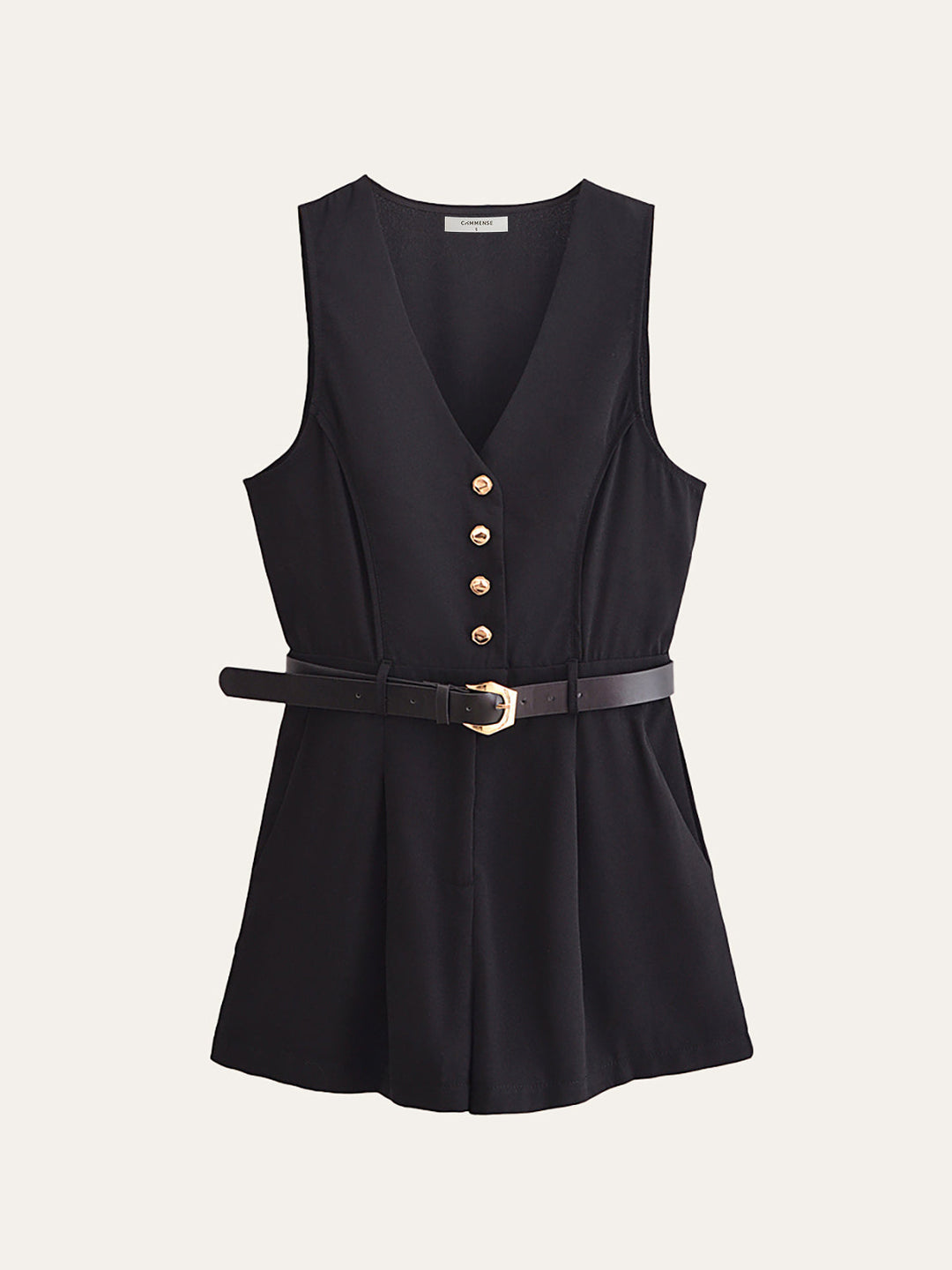 Combinaison Jumpsuit à ceinture et détail bouton doré