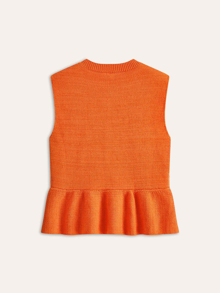 Gilet Pull sans Manches à Volants