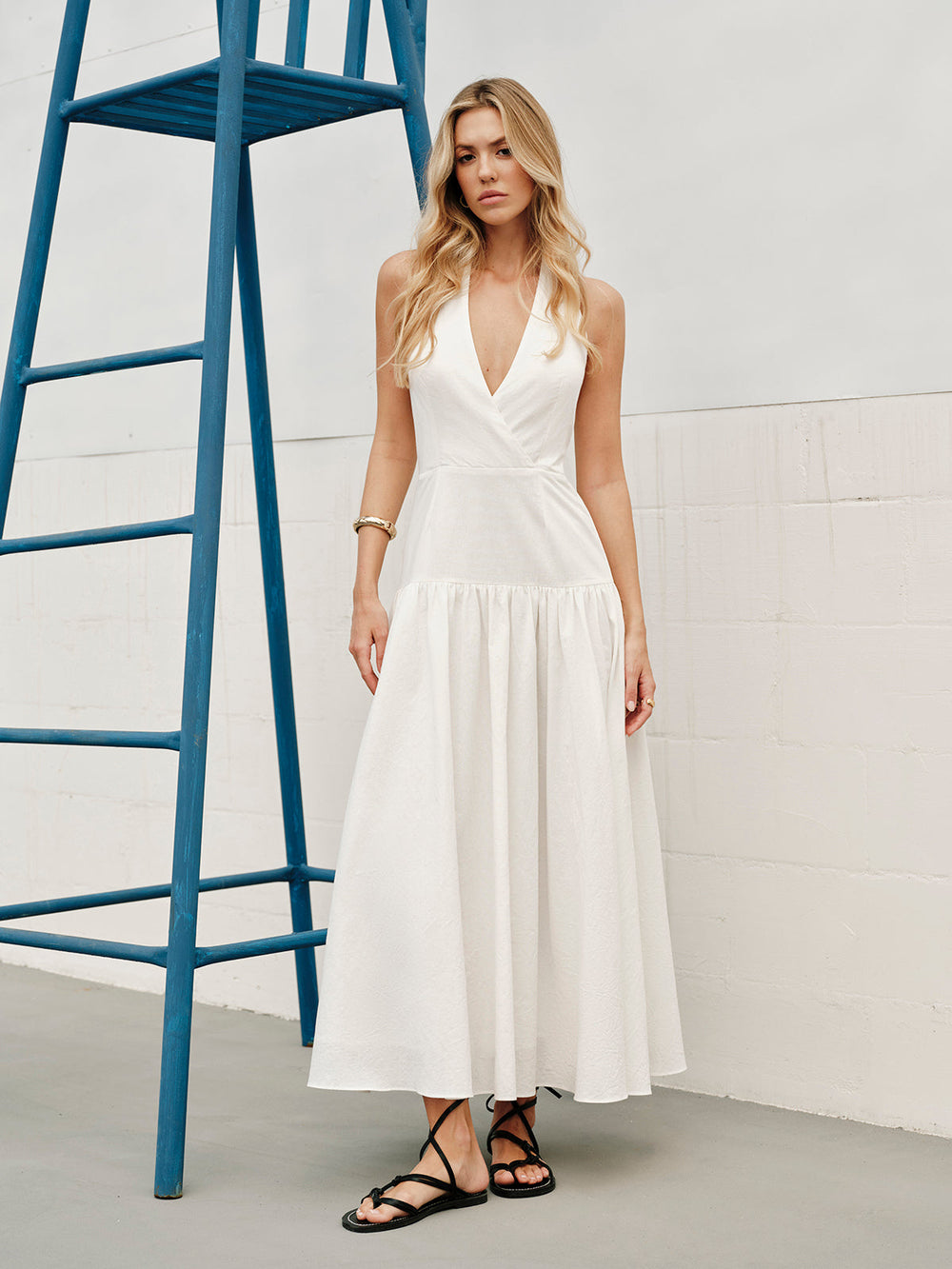 Robe Longue Coton Dos Nu Col V