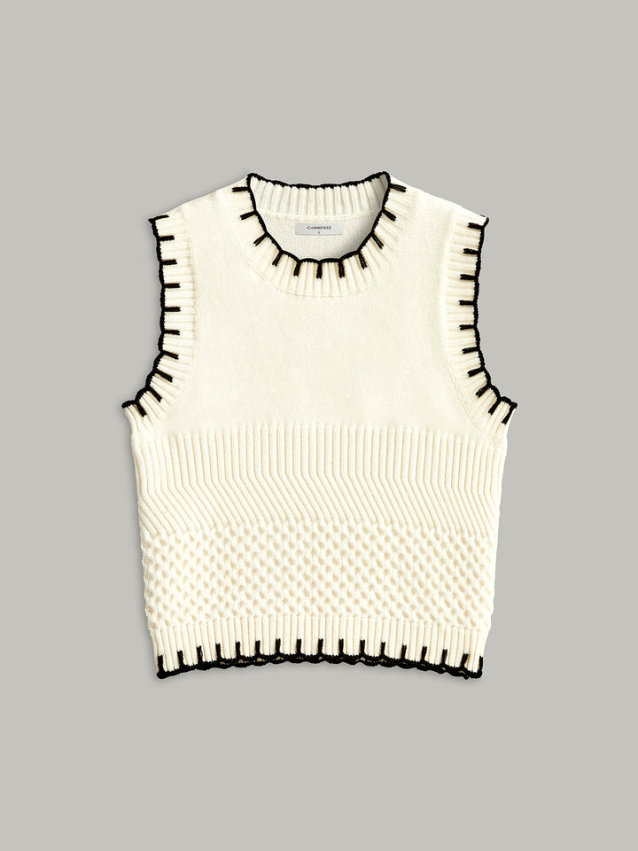 Gilet côtelé sans manches à bordure contrastante