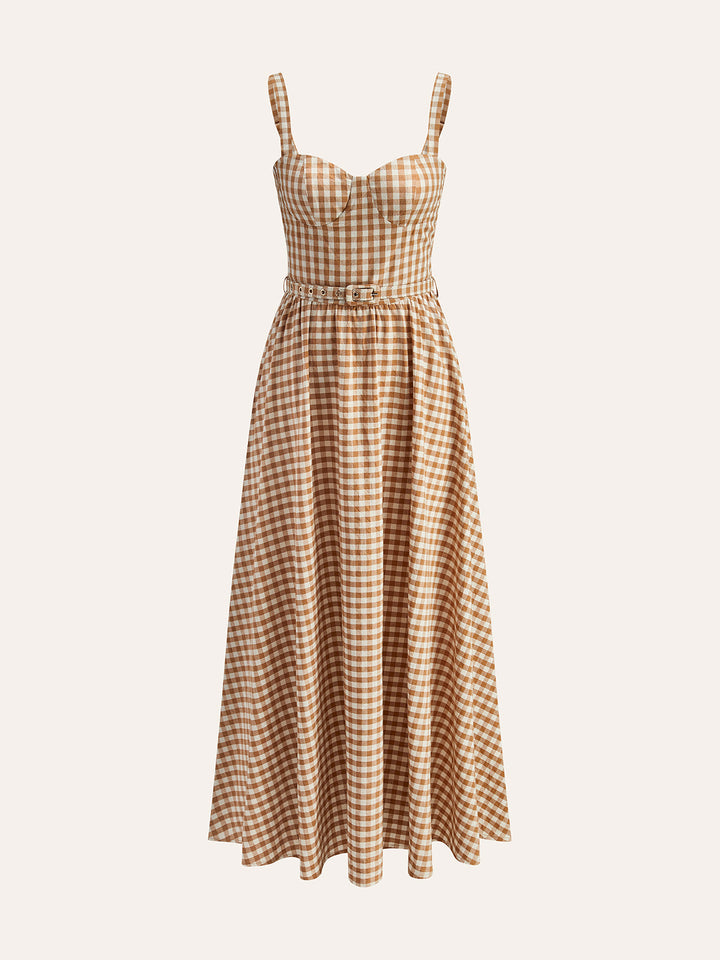 Robe Patineuse Ceinturée Vichy