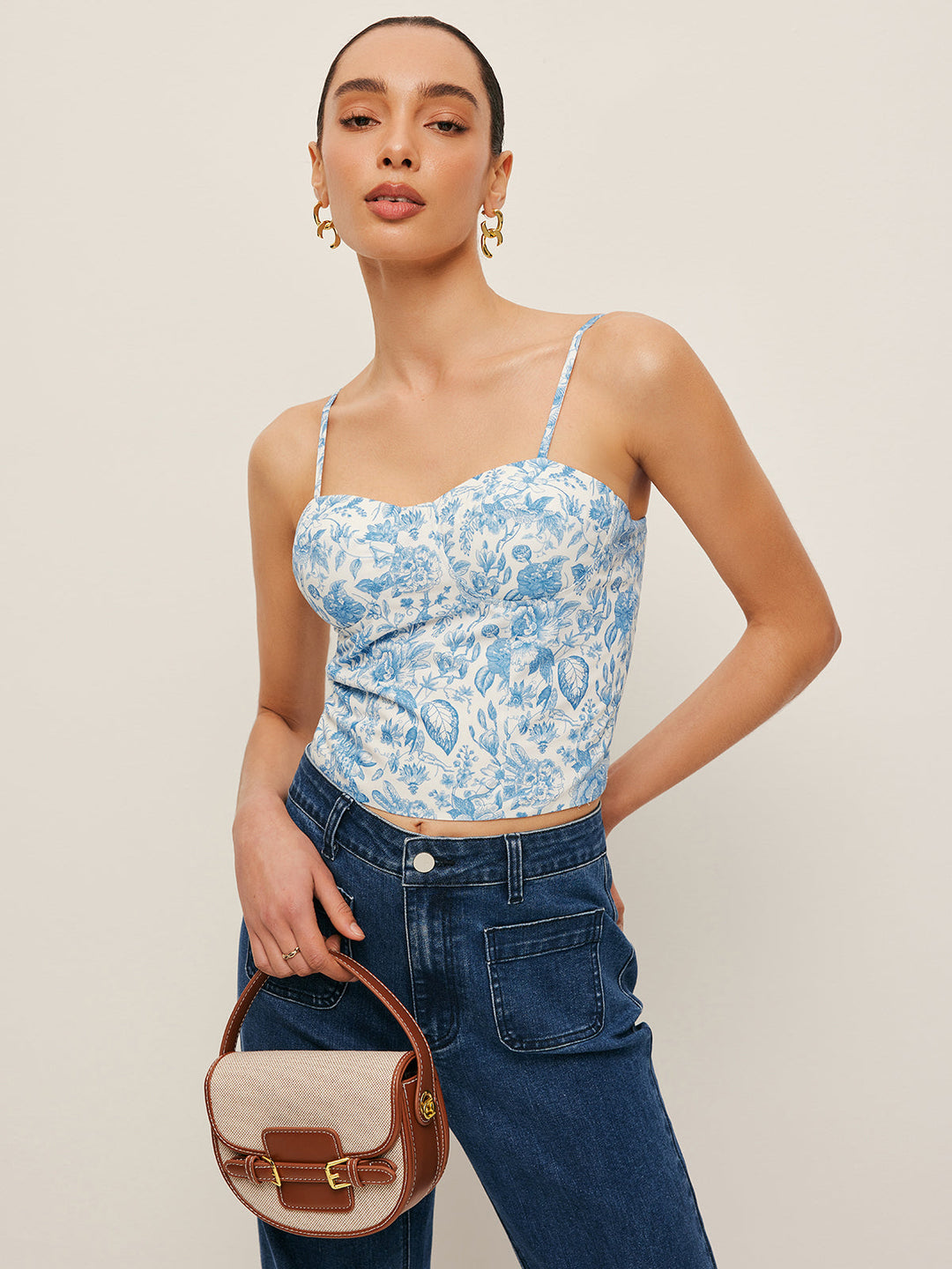 Top Court Corset Imprimé Floral