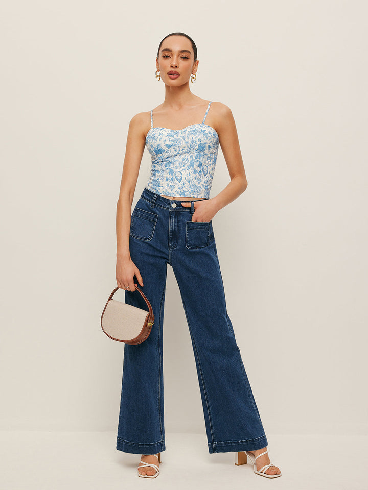 Top Court Corset Imprimé Floral