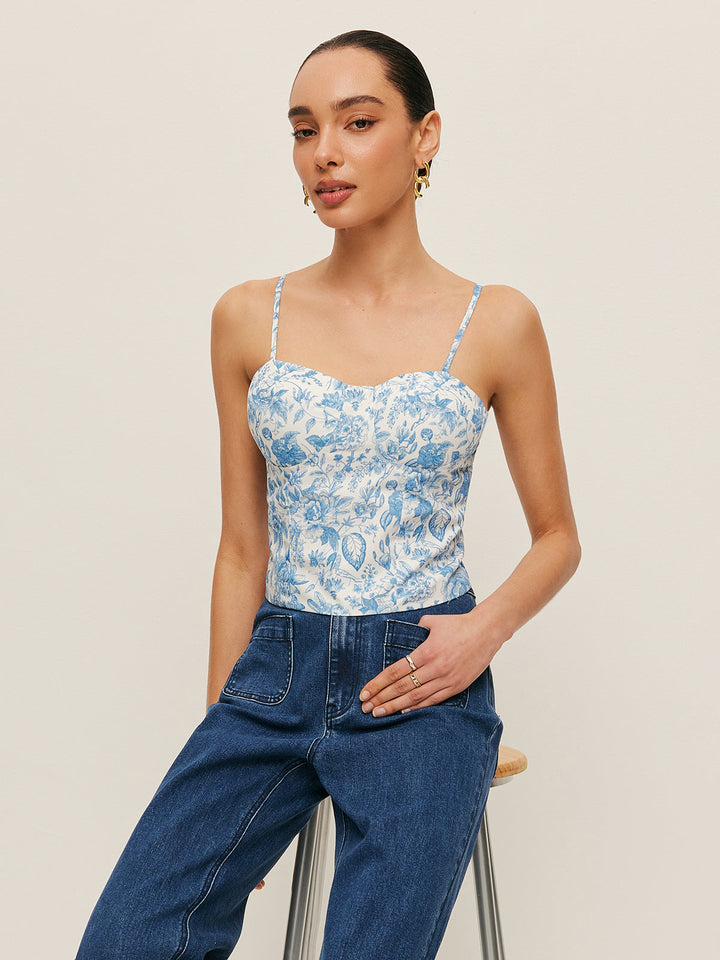 Top Court Corset Imprimé Floral