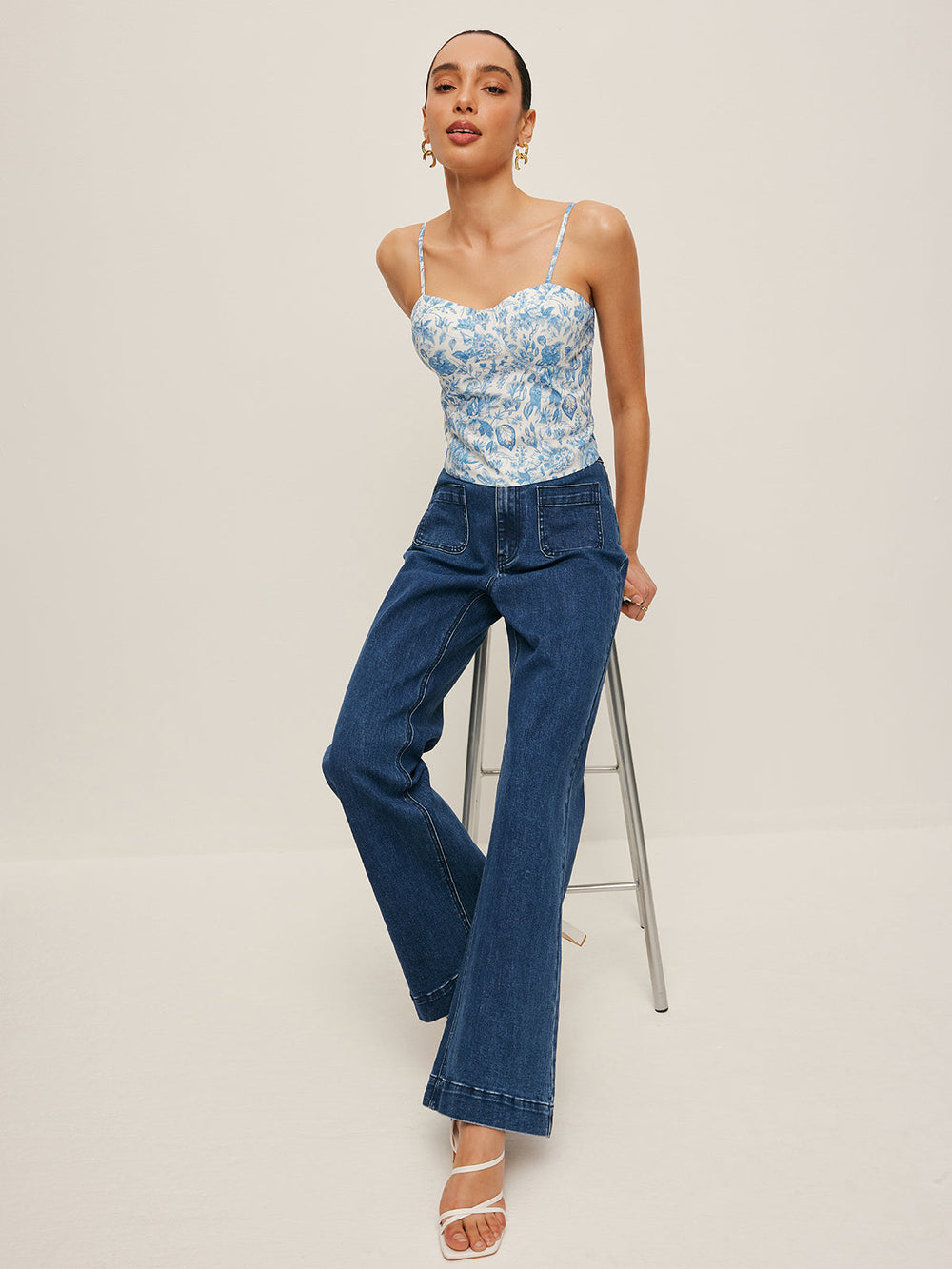 Top Court Corset Imprimé Floral