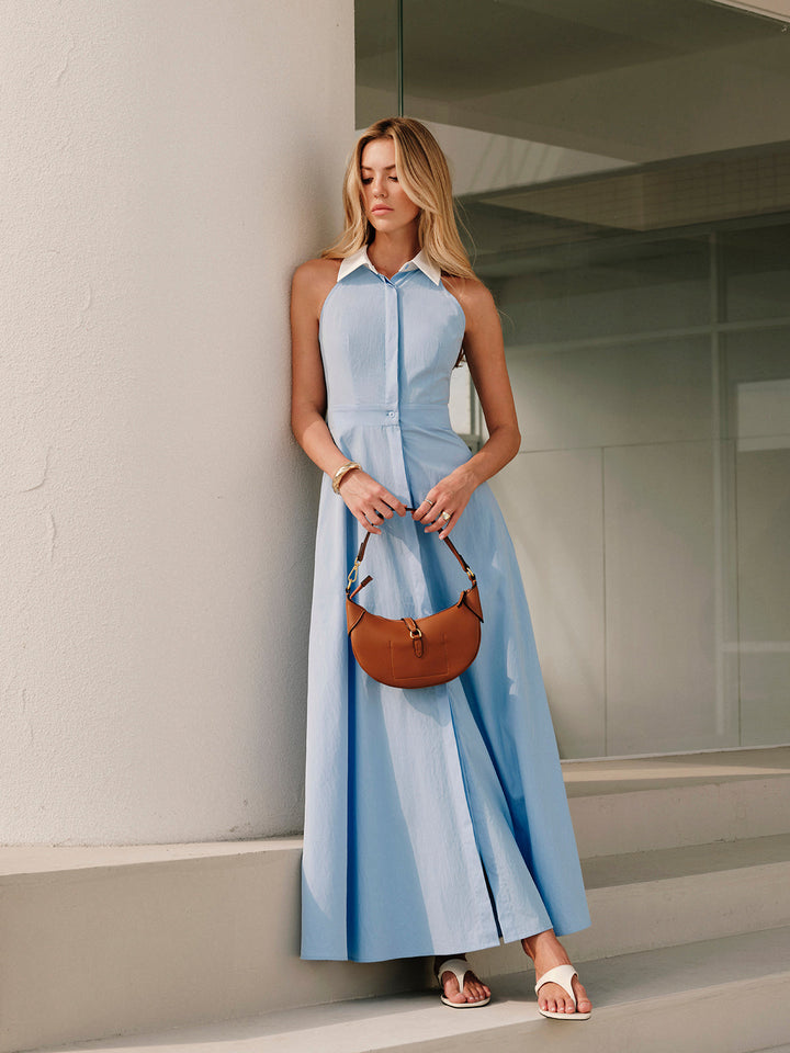 Robe Sans Manches à Col Boutonné
