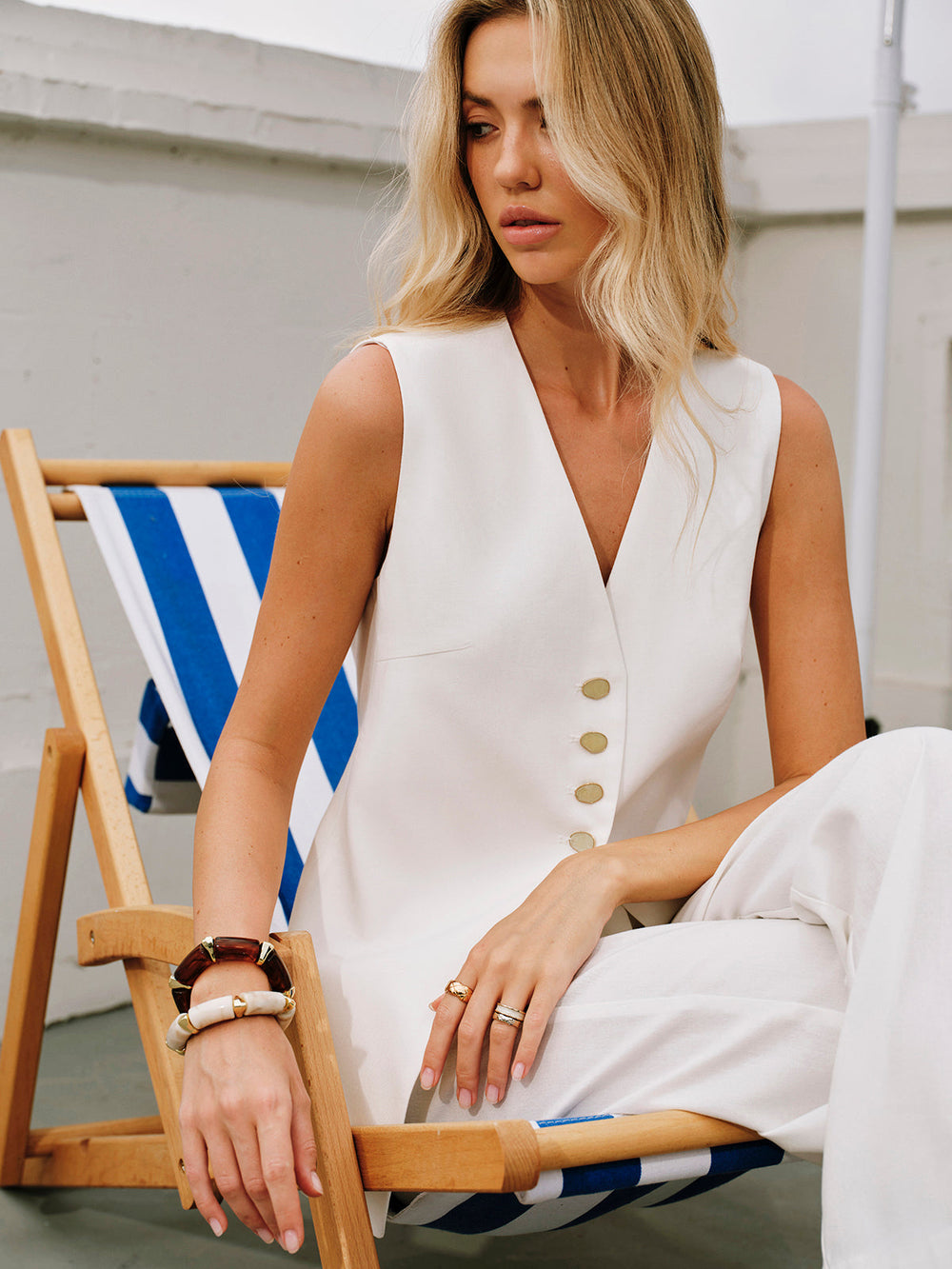 Gilet à nouer en coton et lin