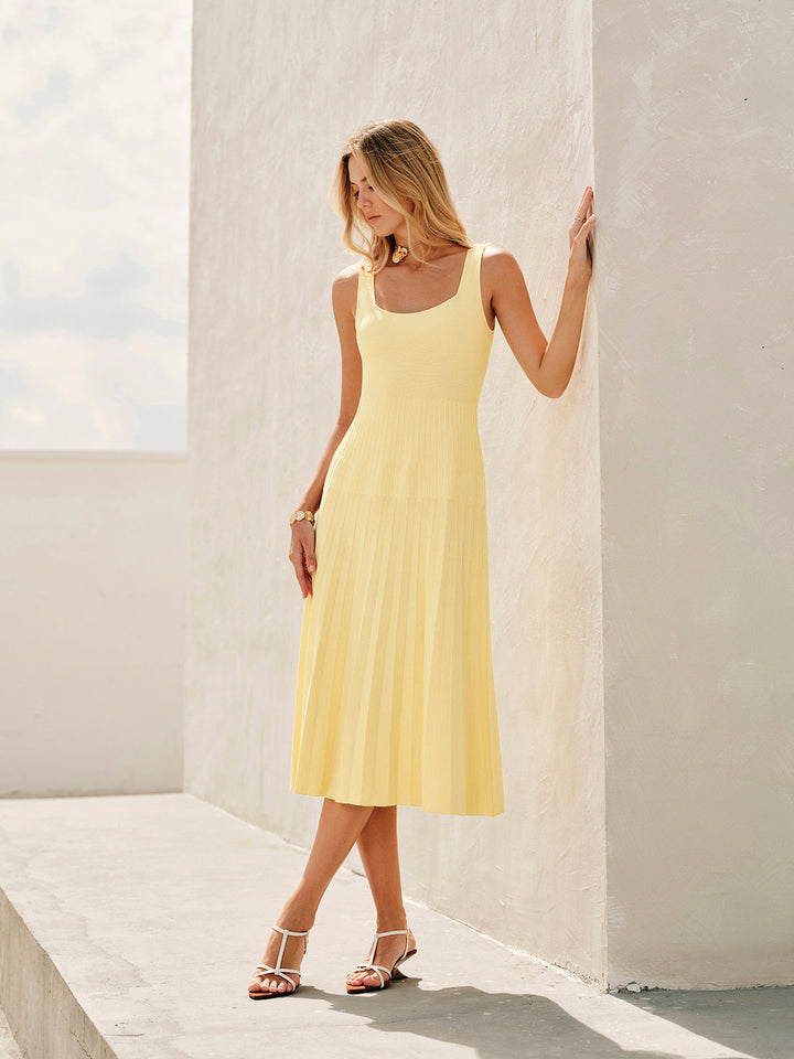 Robe En Maille Côtelée à Col Carré
