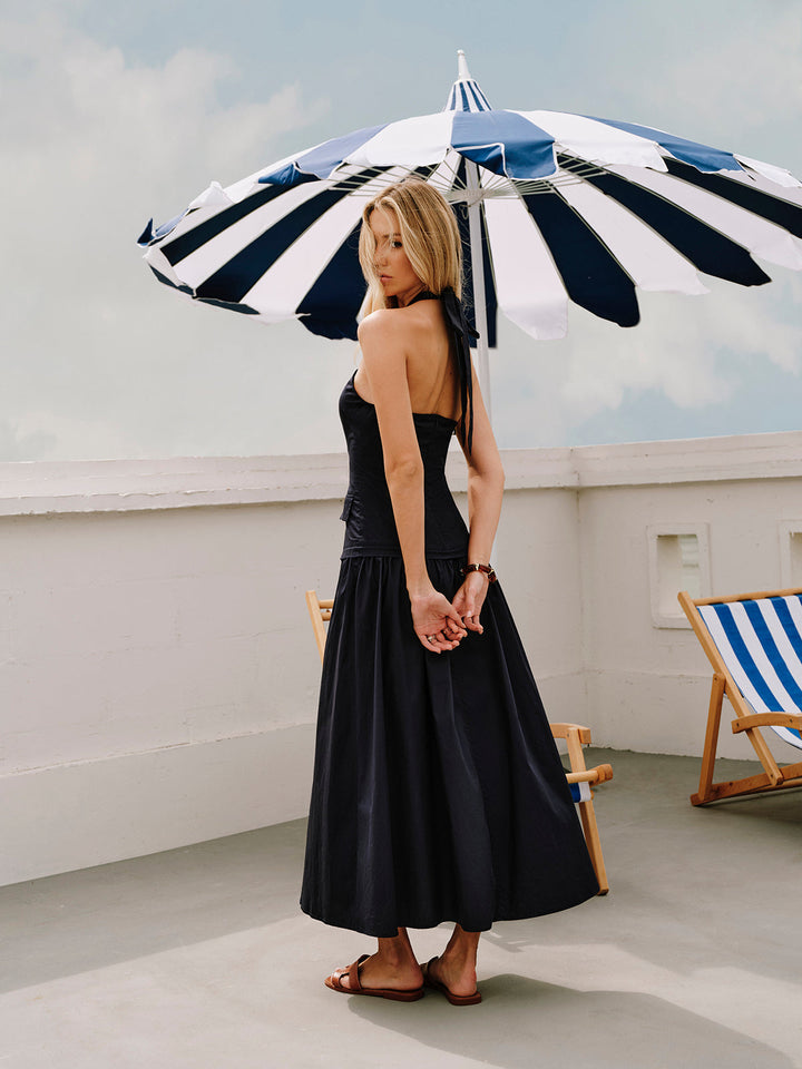 Robe à col bénitier avec fermeture éclair et poches