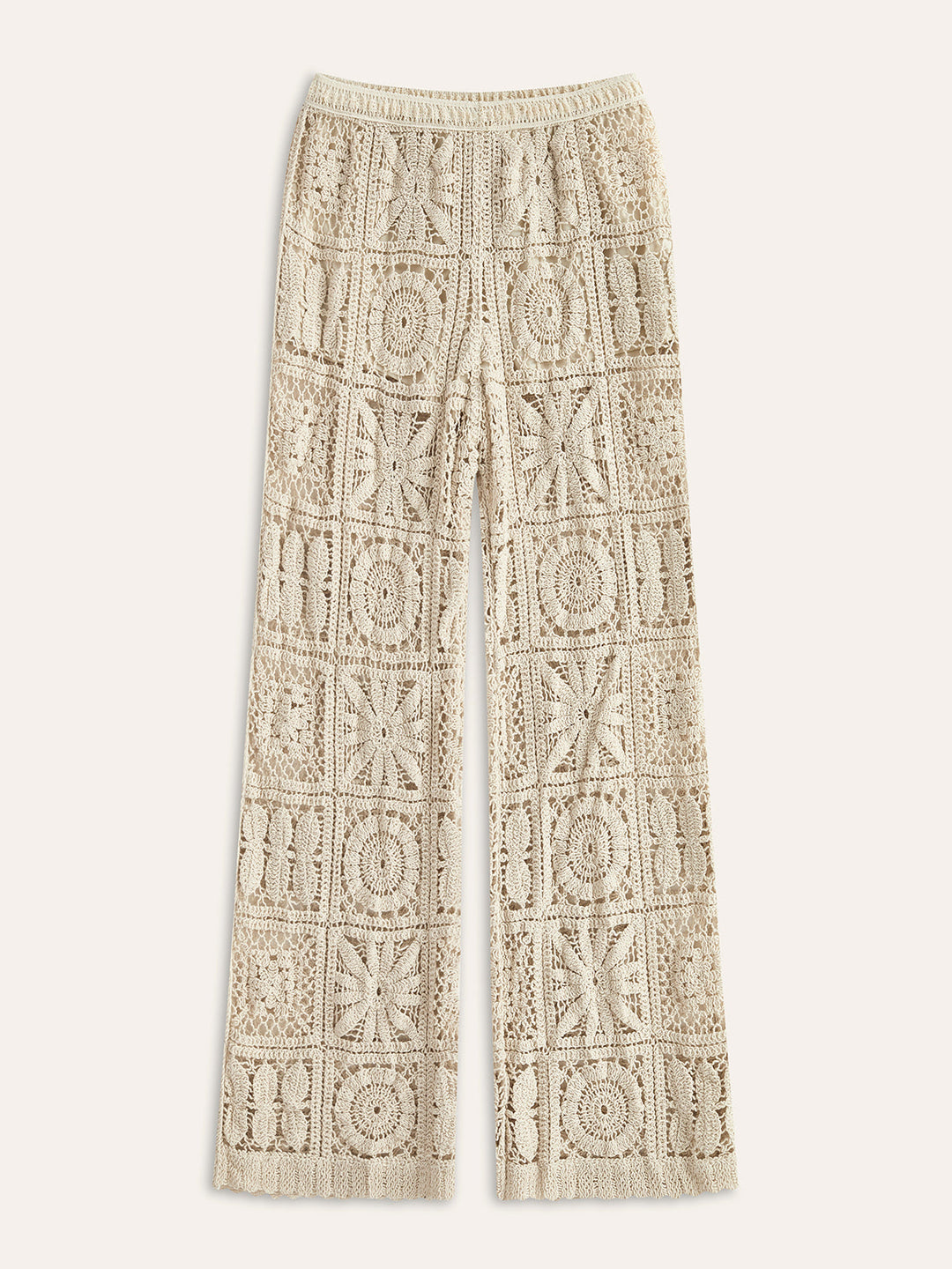 Pantalon Pantalon Semi-Transparent Taille Élastique Mi-Taille