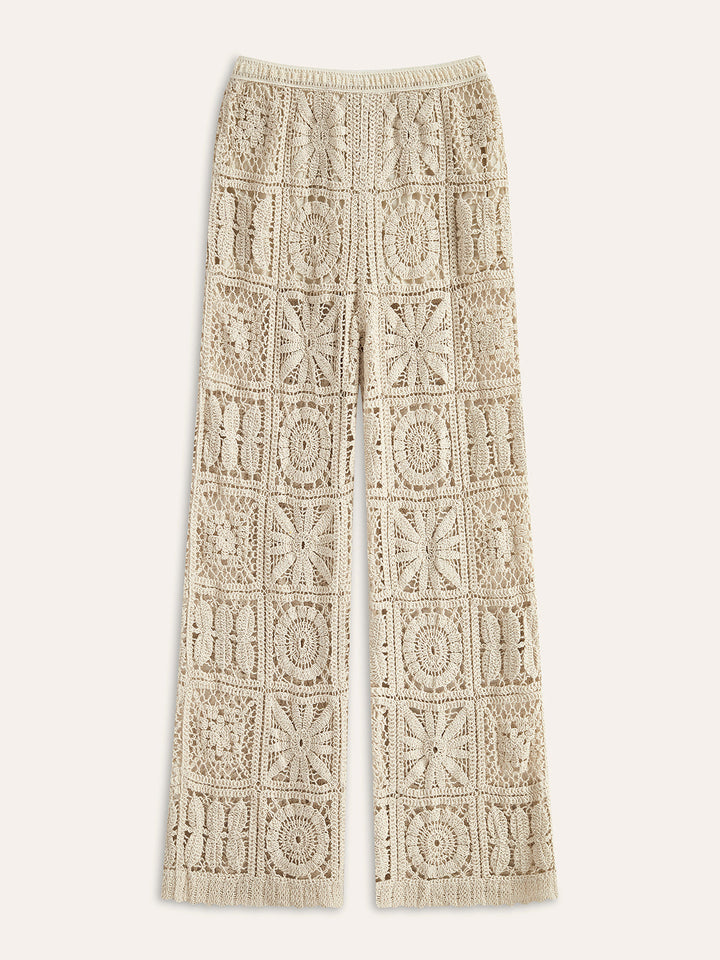Pantalon Pantalon Semi-Transparent Taille Élastique Mi-Taille