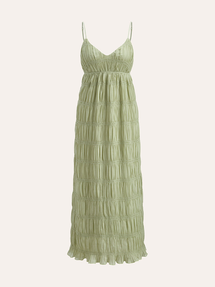 Robe Plissée à Bretelles Semi-Transparente