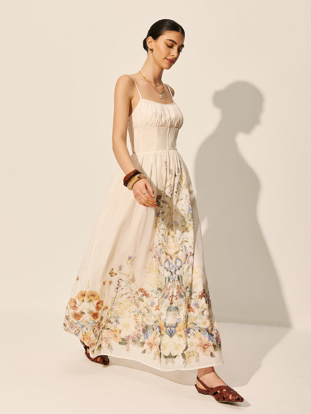 Robe à col carré à imprimé floral