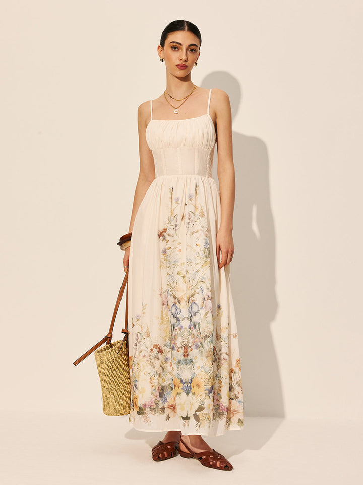 Robe à col carré à imprimé floral