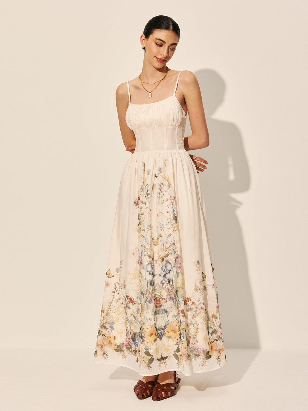 Robe à col carré à imprimé floral
