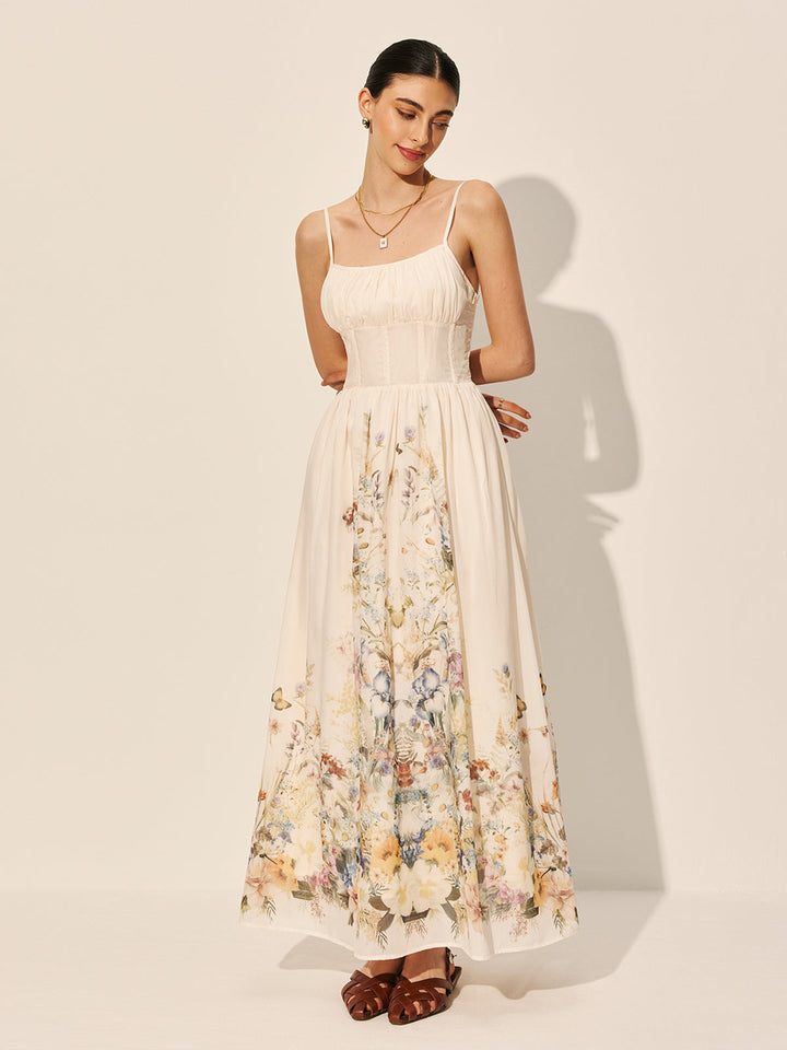 Robe à col carré à imprimé floral