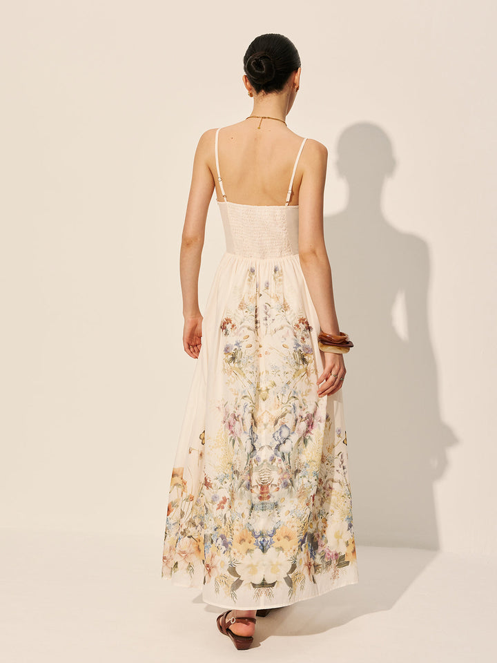 Robe à col carré à imprimé floral
