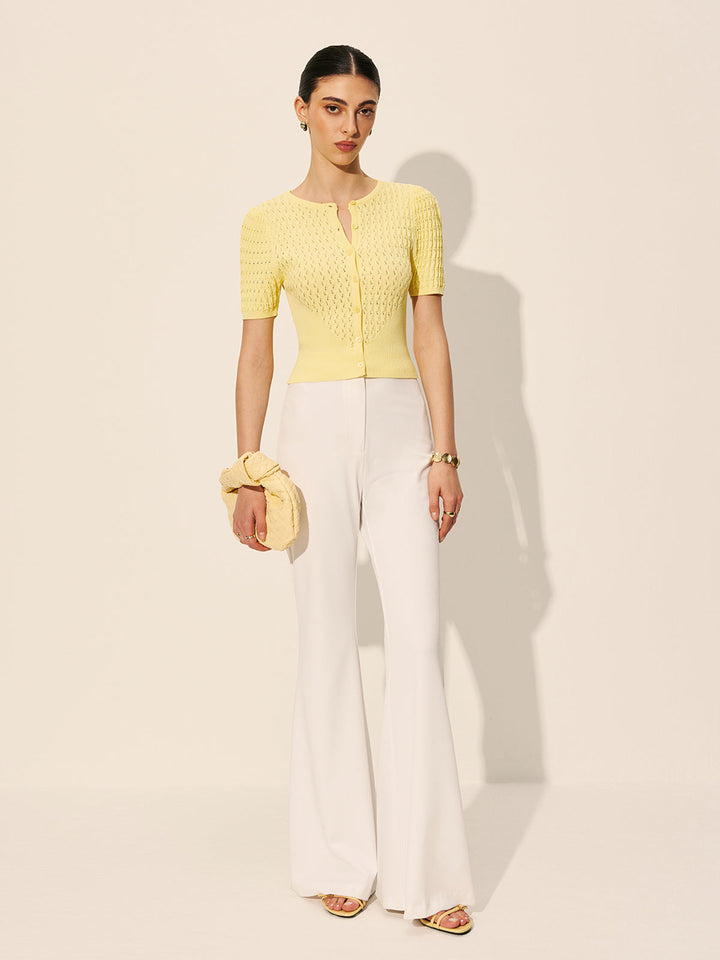 Haut Boutonné en Tricot Creux