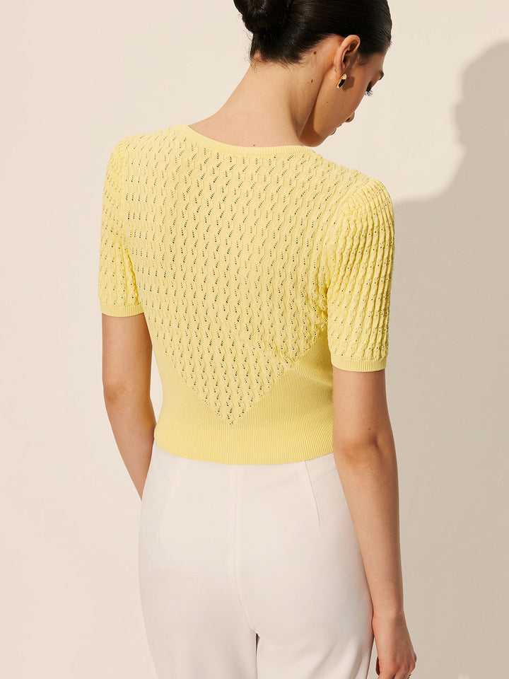 Haut Boutonné en Tricot Creux