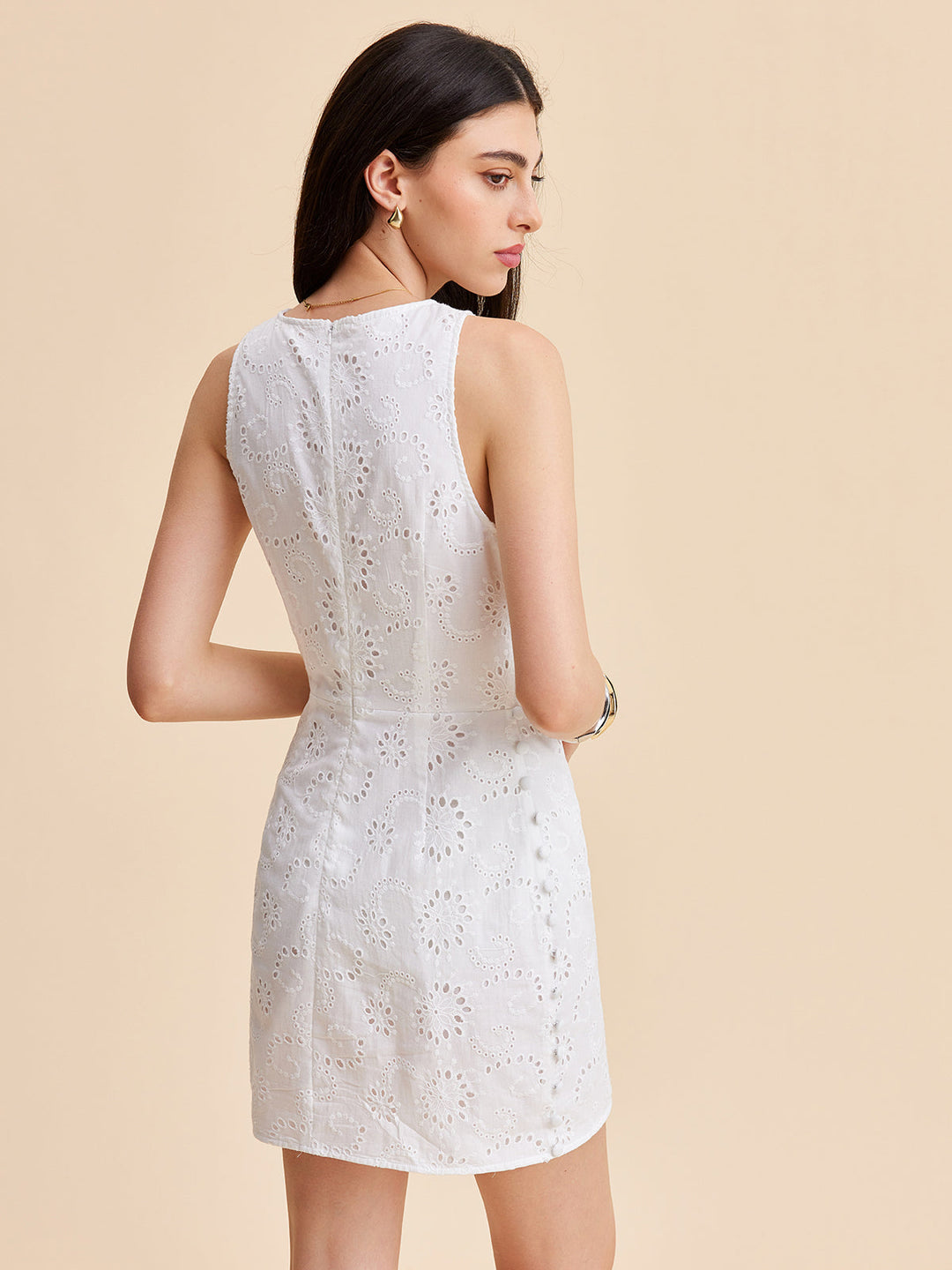 Robe en coton œillet découpé