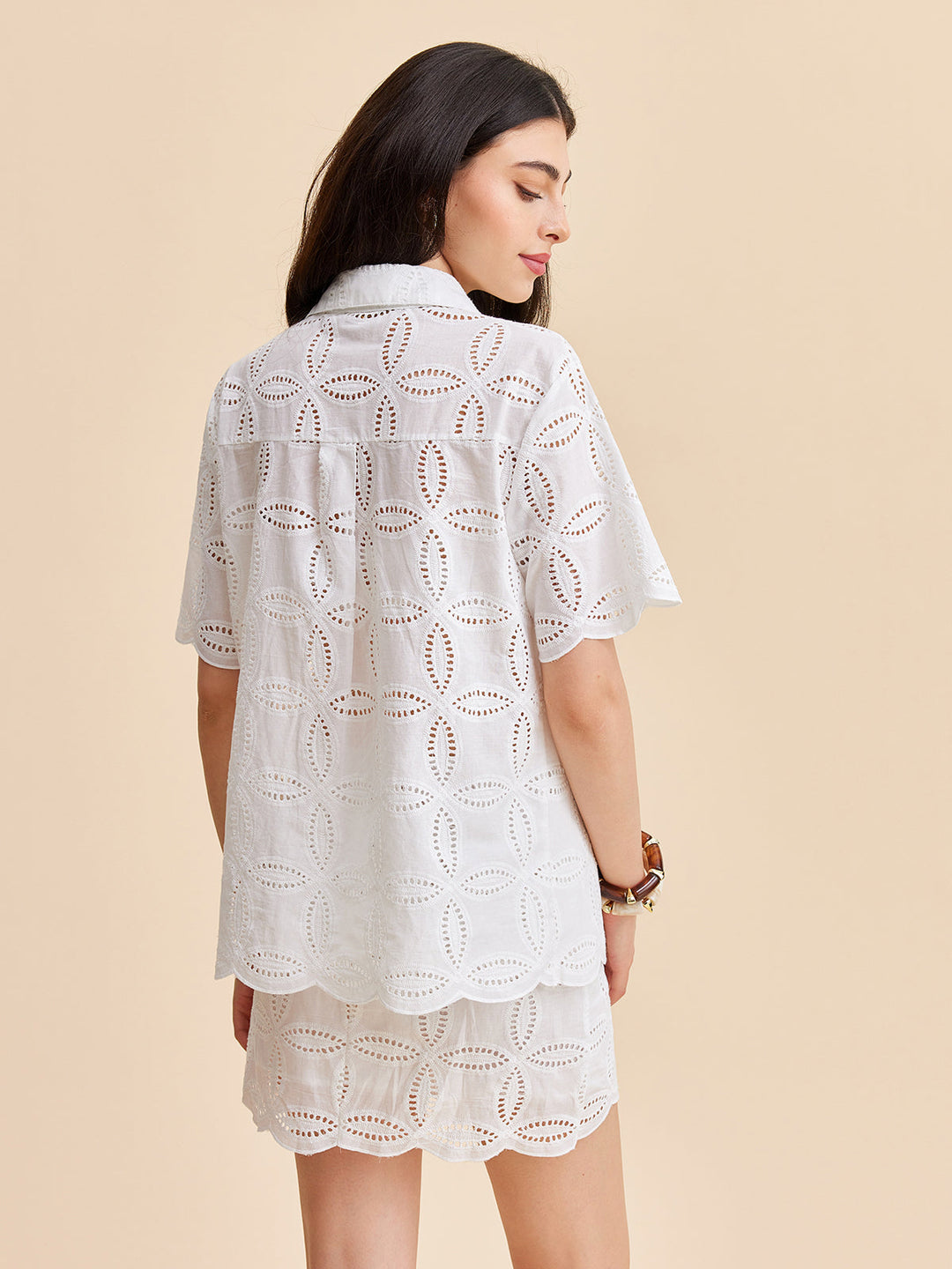 Ensemble Jupe Broderie Anglaise Coton Semi-Transparente