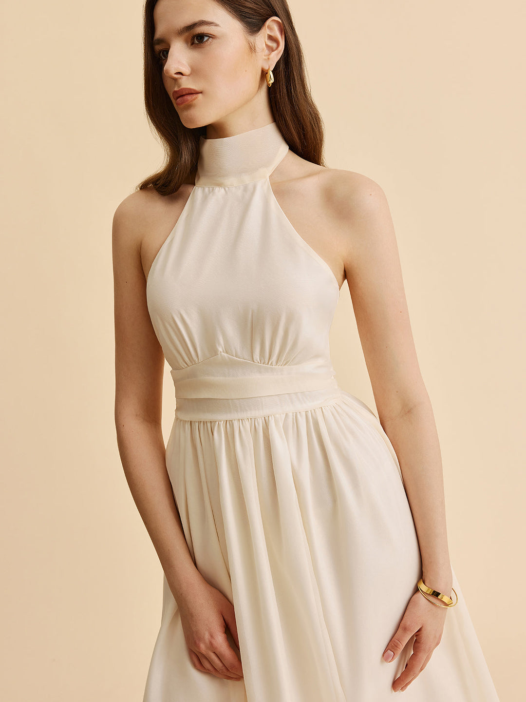 Robe Mi-longue à Dos Nu et Décolleté Halter