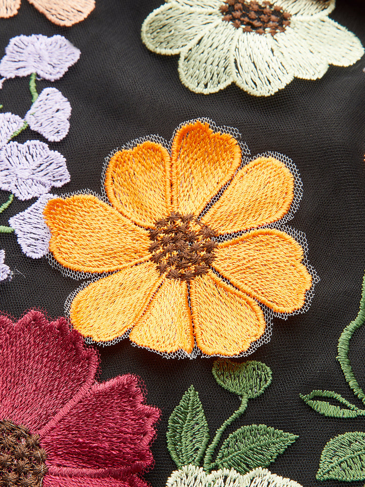 Robe Longue Fleurie Brodé Colorée