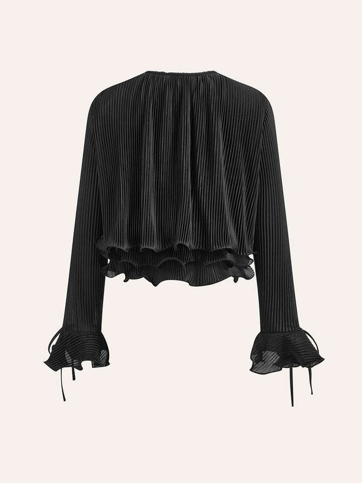 Blouse Plissée à Volants et Boutons