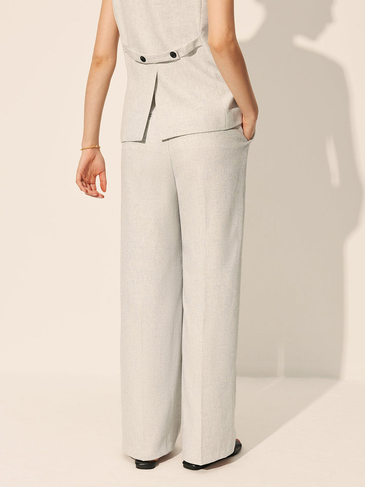 Pantalons Larges Plissés Mi-Taille