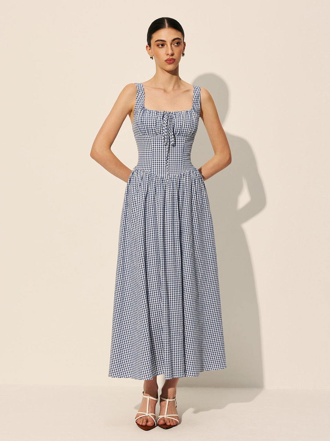 Robe à Volants en Coton à Carreaux