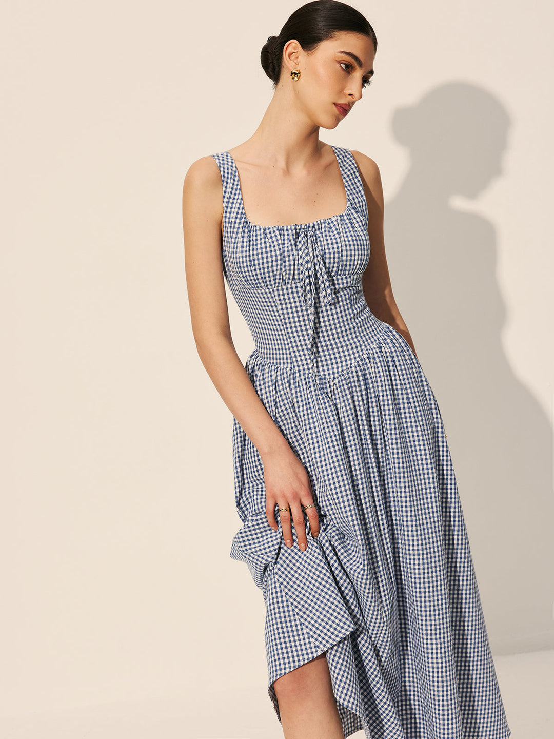 Robe à Volants en Coton à Carreaux
