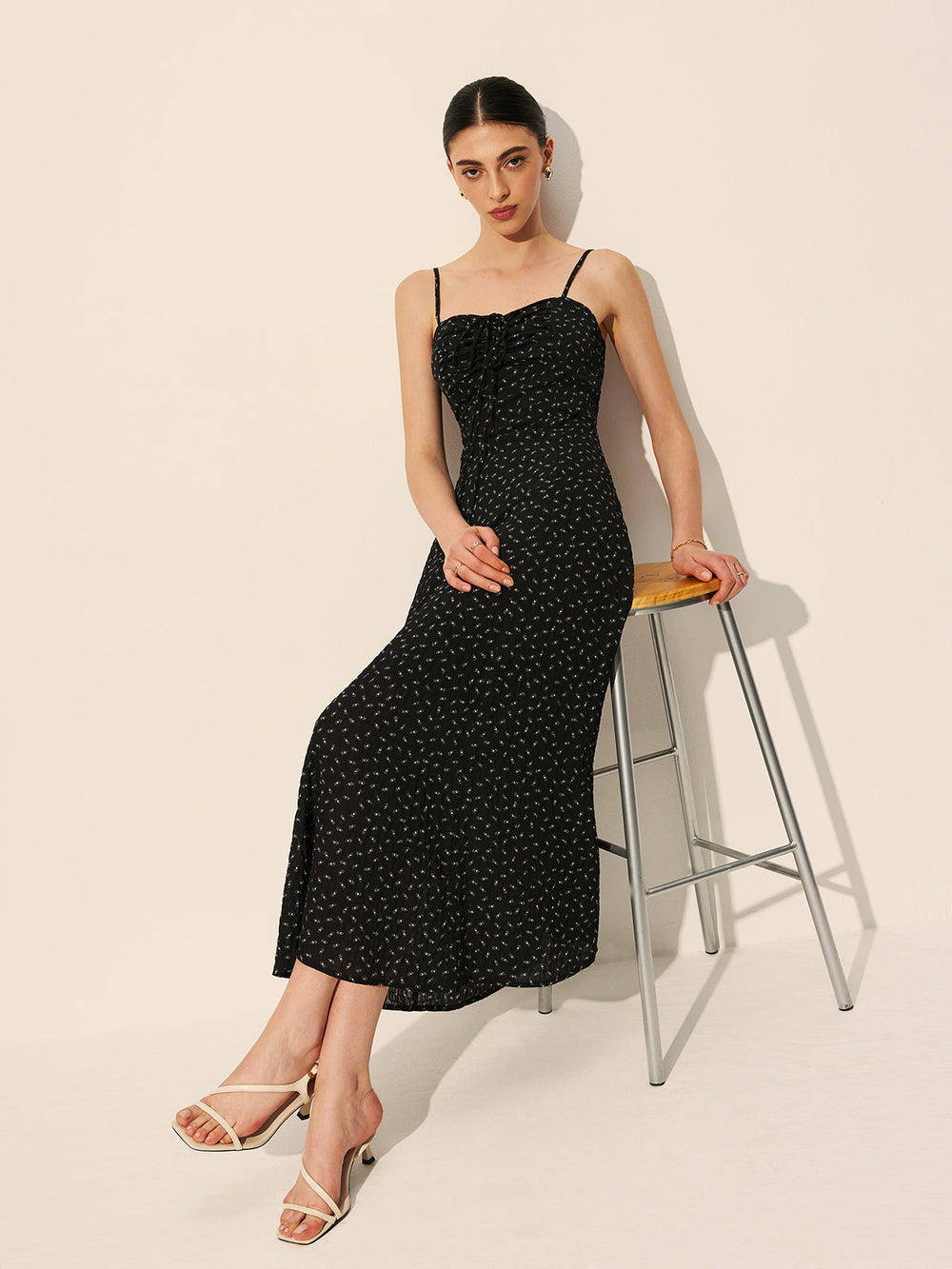 Robe à Bretelles Zippée à Pois