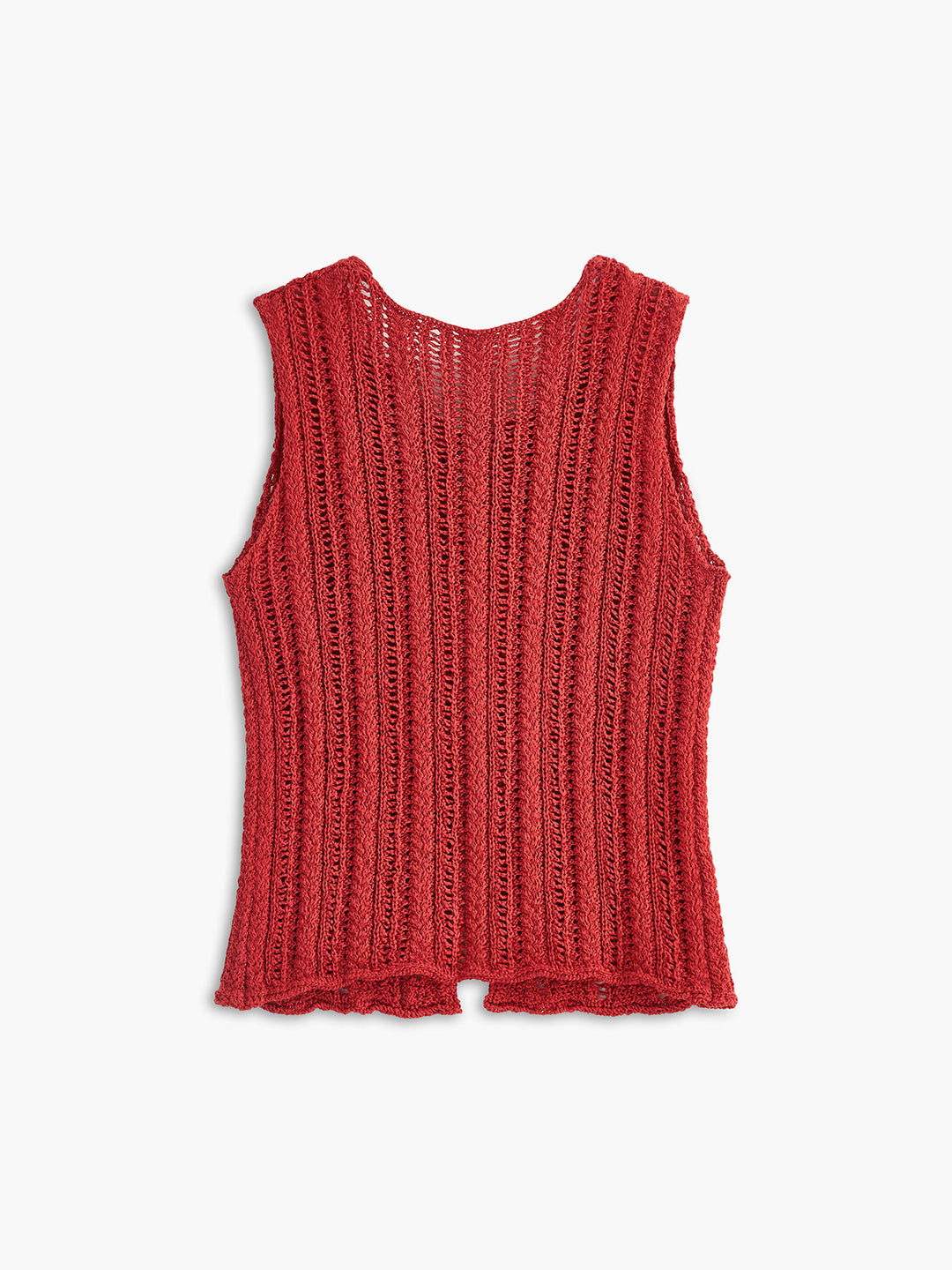 Gilet Sans Manches en Maille à Nouer sur le Devant