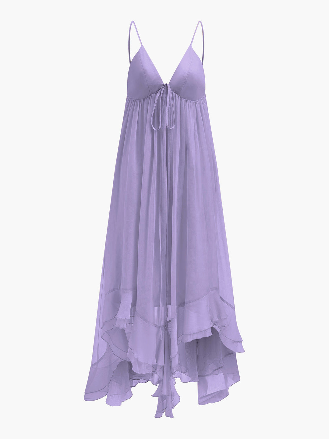 Robe Mi-Transparente en Mousseline Superposée avec Cape