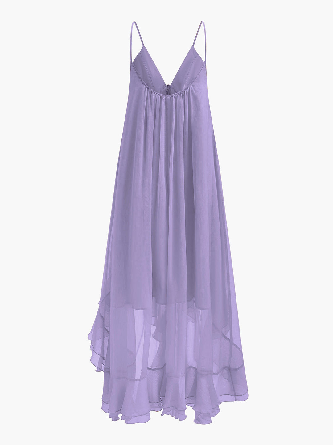 Robe Mi-Transparente en Mousseline Superposée avec Cape