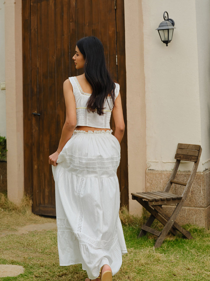 Ensemble Jupe à Dos Nu et Haut Court à Lacets