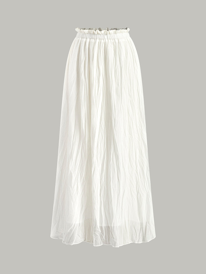 Jupe Maxi Plissée à Taille Élastique