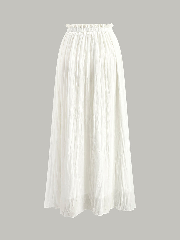 Jupe Maxi Plissée à Taille Élastique