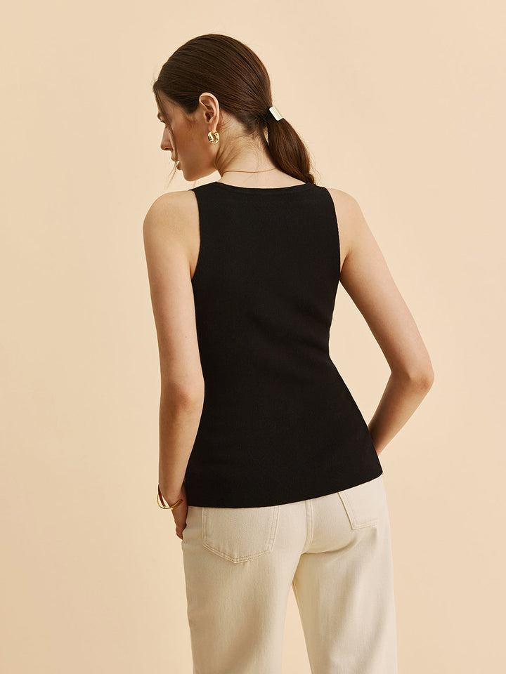 Gilet Pull à Col Festonné