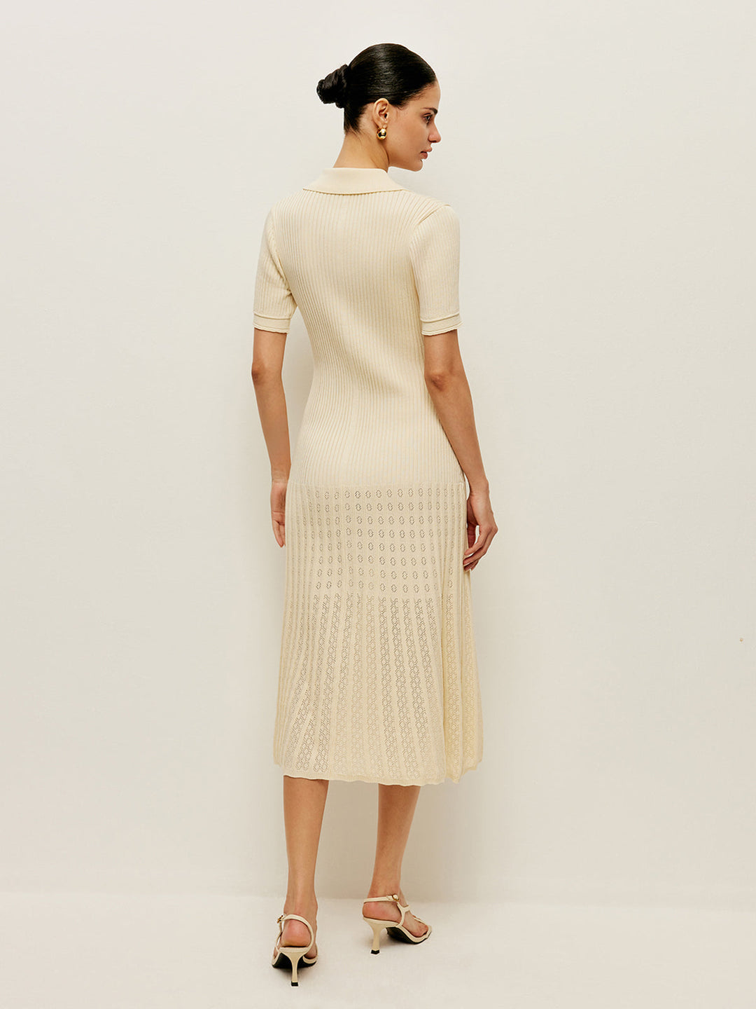 Robe Polo En Tricot Creux Boutonnée