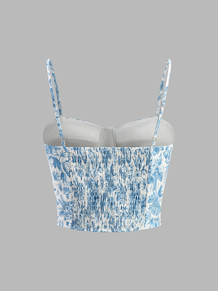 Top Court Corset Imprimé Floral