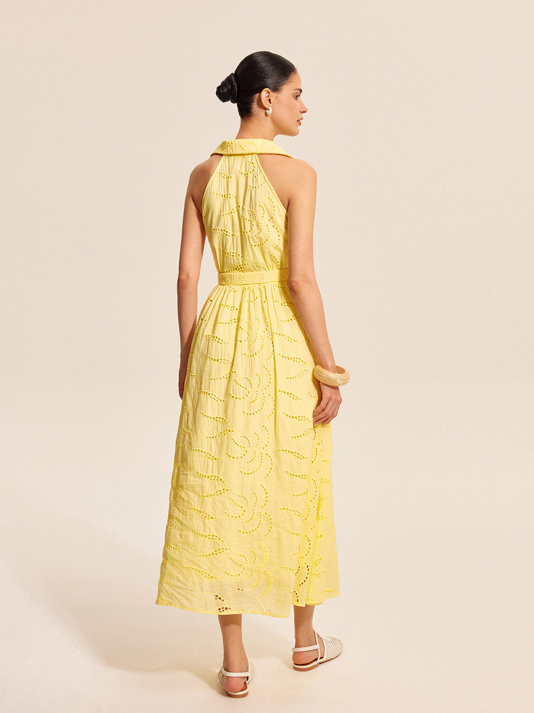 Robe Ceinturée Brodé Coton