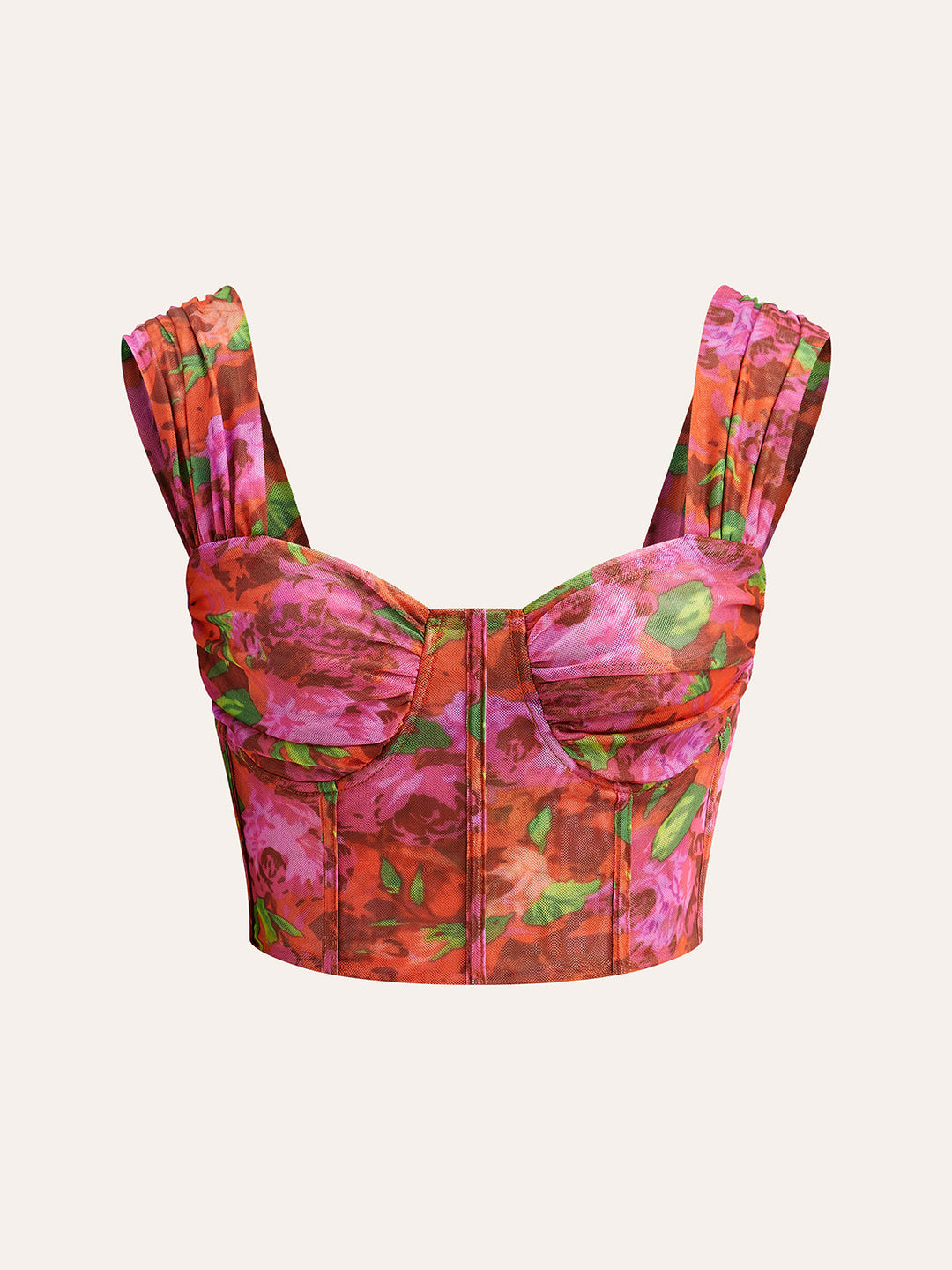 Haut Corset en Maille Florale