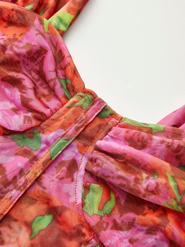 Haut Corset en Maille Florale