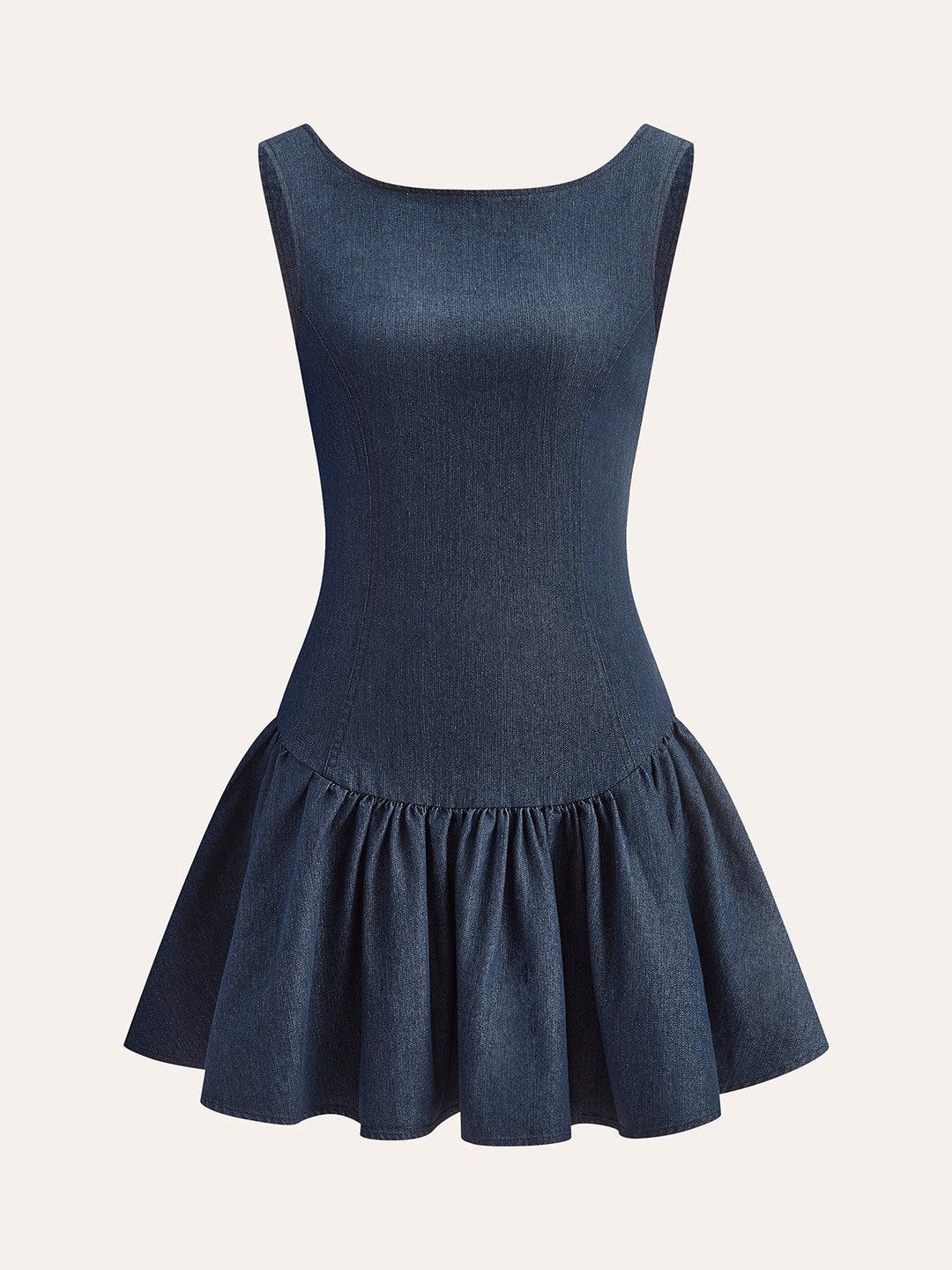 Robe patineuse sans manches en denim