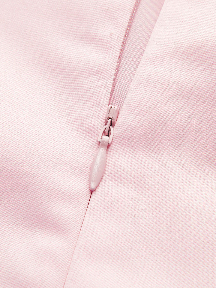 Robe Longue Satinée Asymétrique Ornée Sans Bretelles